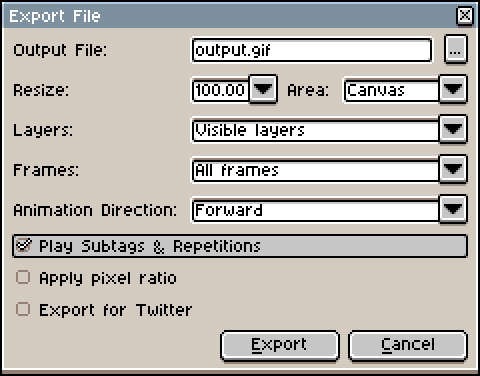 Export subtags